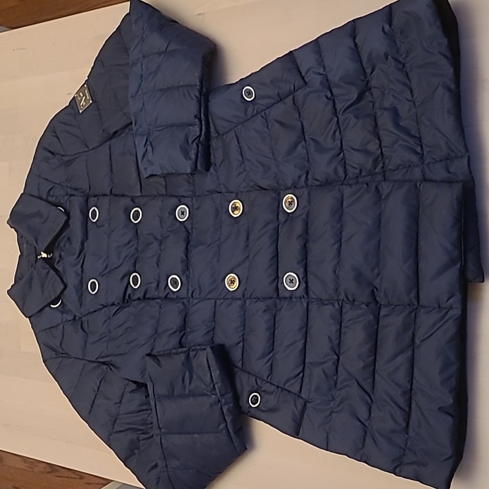 EUC Versace 19.69 Navy Puffer Jacket with Silver Hardware 19v69
